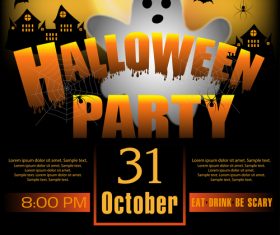Creative halloween party flyer template vectors material 04