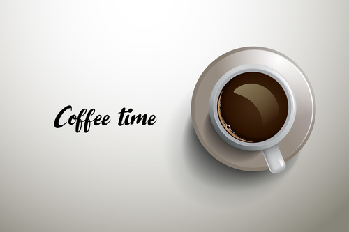 Cup with coffee time background vector