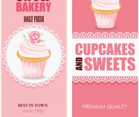 Cupcake with sweet card vectors
