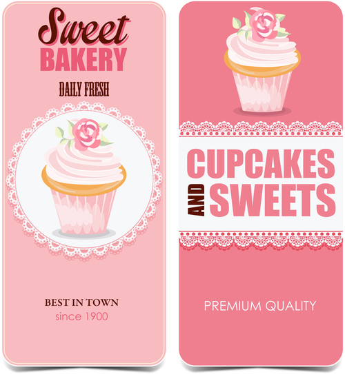 Cupcake with sweet card vectors