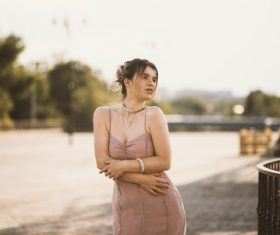 Curvy woman photographed in the river Stock Photo