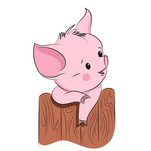 Cute cartoon pig vector design 01