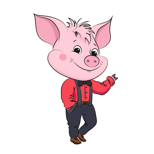 Cute cartoon pig vector design 02