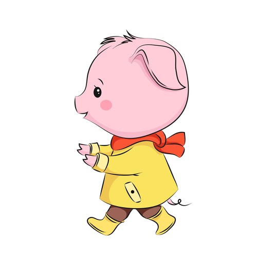 Cute cartoon pig vector design 04