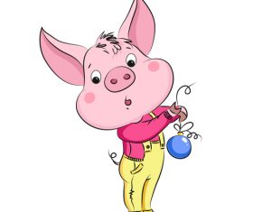 Cute cartoon pig vector design 05