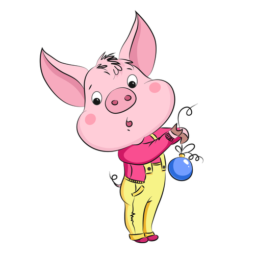 Cute cartoon pig vector design 05