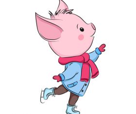 Cute cartoon pig vector design 06