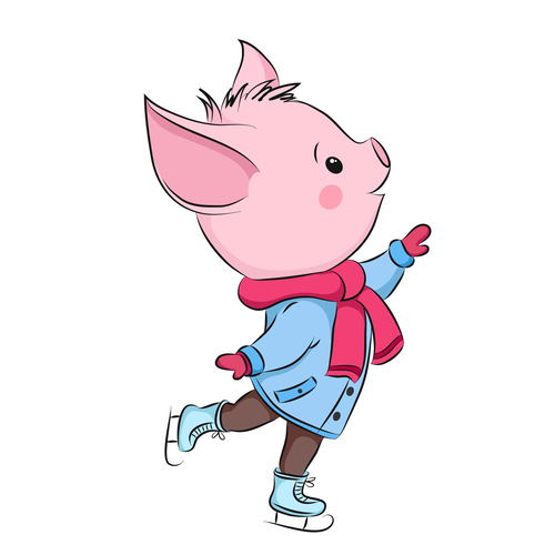 Cute cartoon pig vector design 06