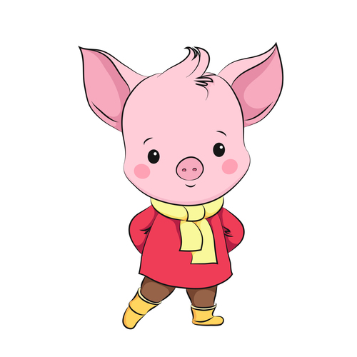 Cute cartoon pig vector design 07