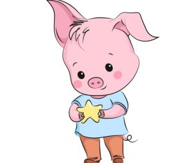 Cute cartoon pig vector design 08