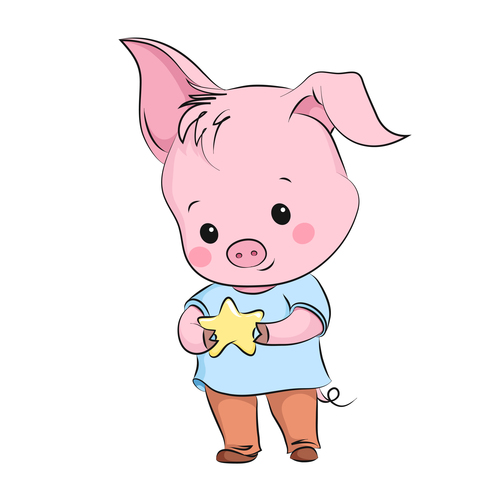 Cute cartoon pig vector design 08