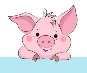 Cute cartoon pig vector design 09