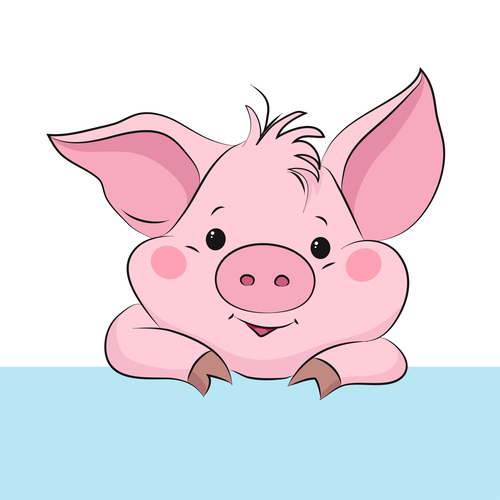 Cute cartoon pig vector design 09
