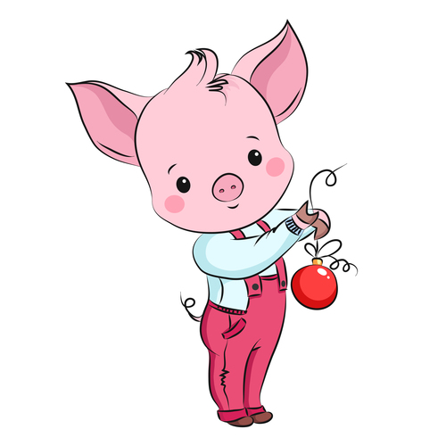 Cute cartoon pig vector design 11