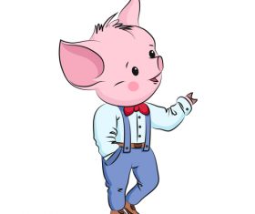 Cute cartoon pig vector design 12