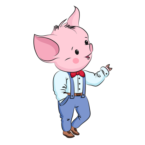 Cute cartoon pig vector design 12