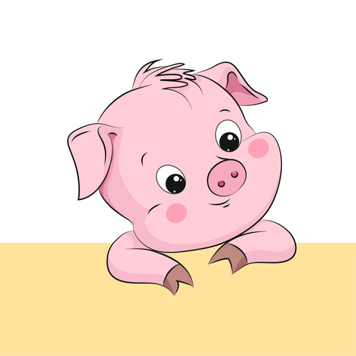 Cute cartoon pig vector design 14