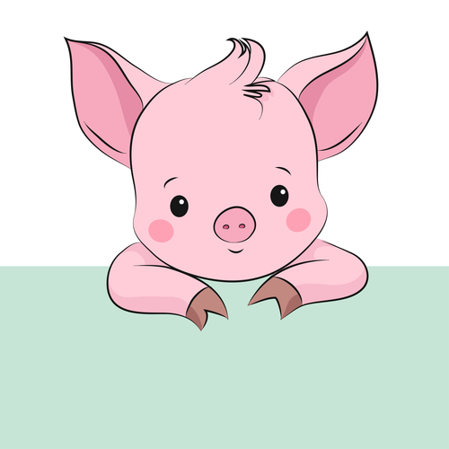 Cute cartoon pig vector design 16