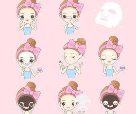 Cute cartoon skincare woman vector material