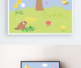 Cute cartoon spring illustration vector