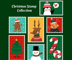 Cute christmas stamp vector material