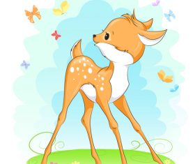 Cute deer cartoon illustration design vector 01