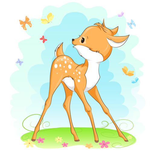 Cute deer cartoon illustration design vector 01 free download