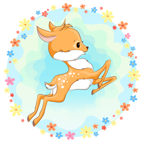 Cute deer cartoon illustration design vector 03