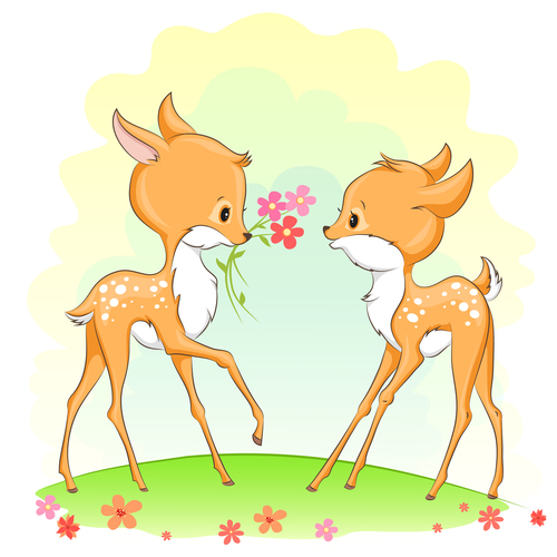 Cute deer cartoon illustration design vector 04