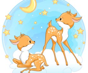 Cute deer cartoon illustration design vector 05