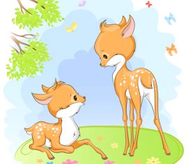 Cute deer cartoon illustration design vector 06
