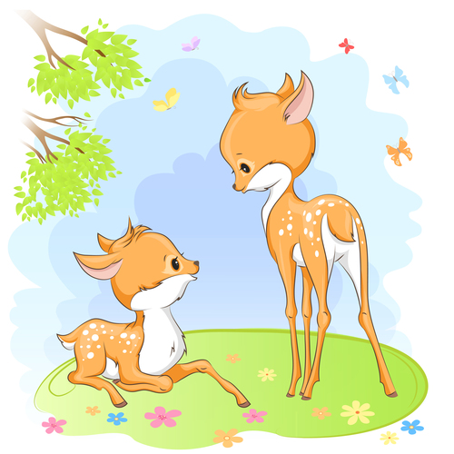 Cute deer cartoon illustration design vector 06