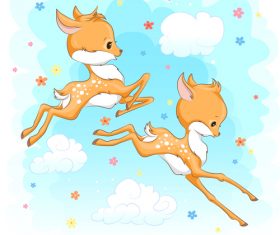 Cute deer cartoon illustration design vector 07