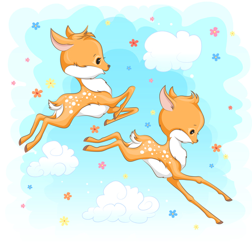 Cute deer cartoon illustration design vector 07