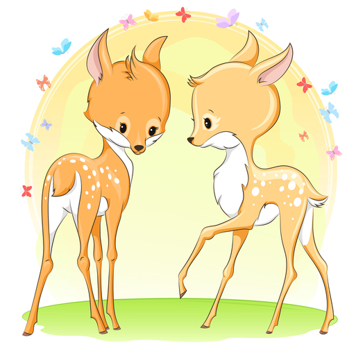 Cute deer cartoon illustration design vector 08