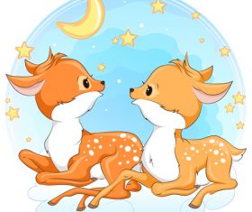 Cute deer cartoon illustration design vector 10