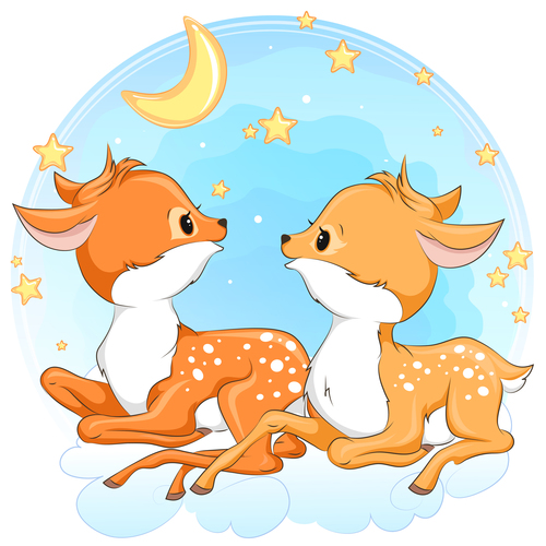 Cute deer cartoon illustration design vector 10