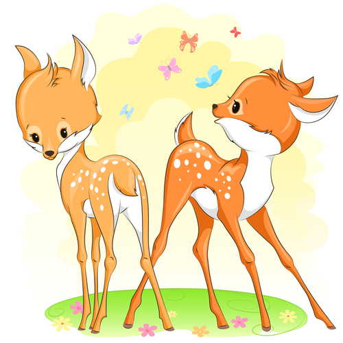 Cute deer cartoon illustration design vector 11