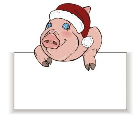 Cute pig with paper background vector 01