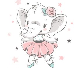 Dancing elephant cartoon vector