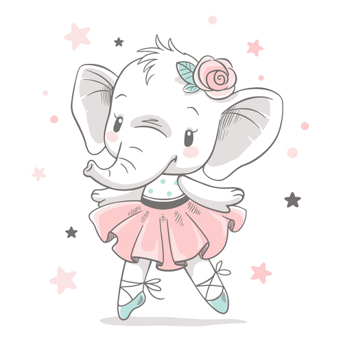 Dancing elephant cartoon vector free download