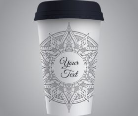 Decor pattern with coffee paper cup vector