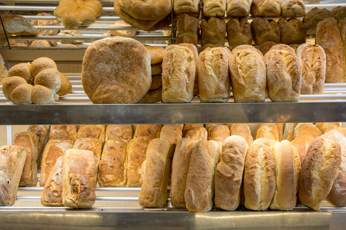 Delicious bread on counter shop Stock Photo 02