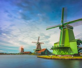 Dutch windmills Stock Photo