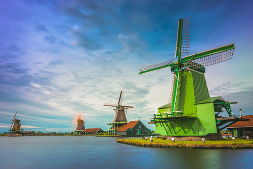 Dutch windmills Stock Photo