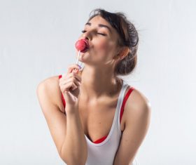 Eat Lollipop woman Stock Photo