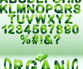 Eco green alphabet fonts vector