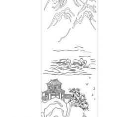 Engraving landscape vector