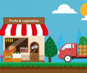 Farm product store cartoon illustration design vector