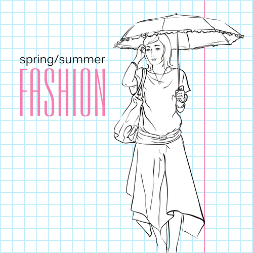 Fashion girl and notebook background vector 01
